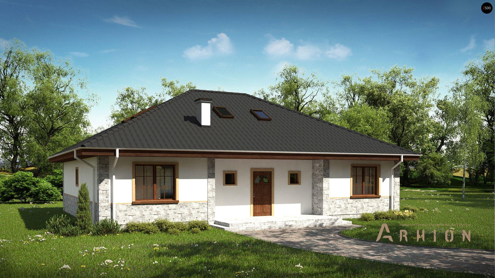 1. Проект одноэтажного дома в европейском стиле с четырехскатной, Z10 stu 30, площадью - 177 кв c мансардой, терассой, балконом, эркером